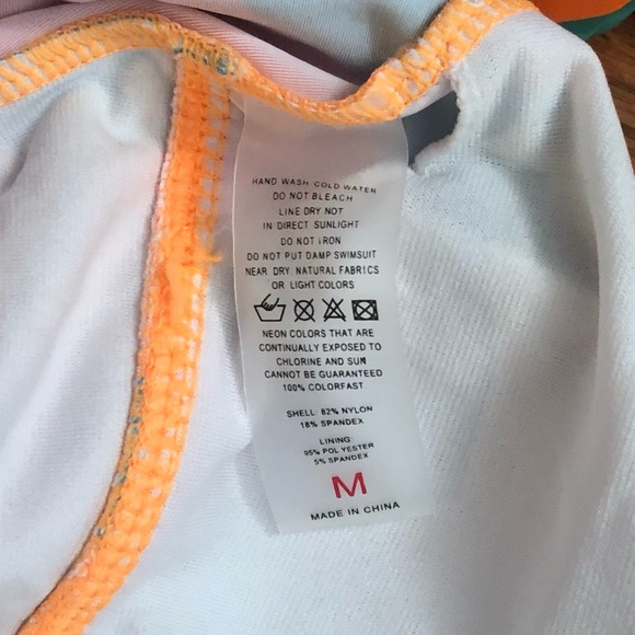 Teal & Orange Polka Dot One-Piece Swim Dress - Size Medium - Picture 8 of 9